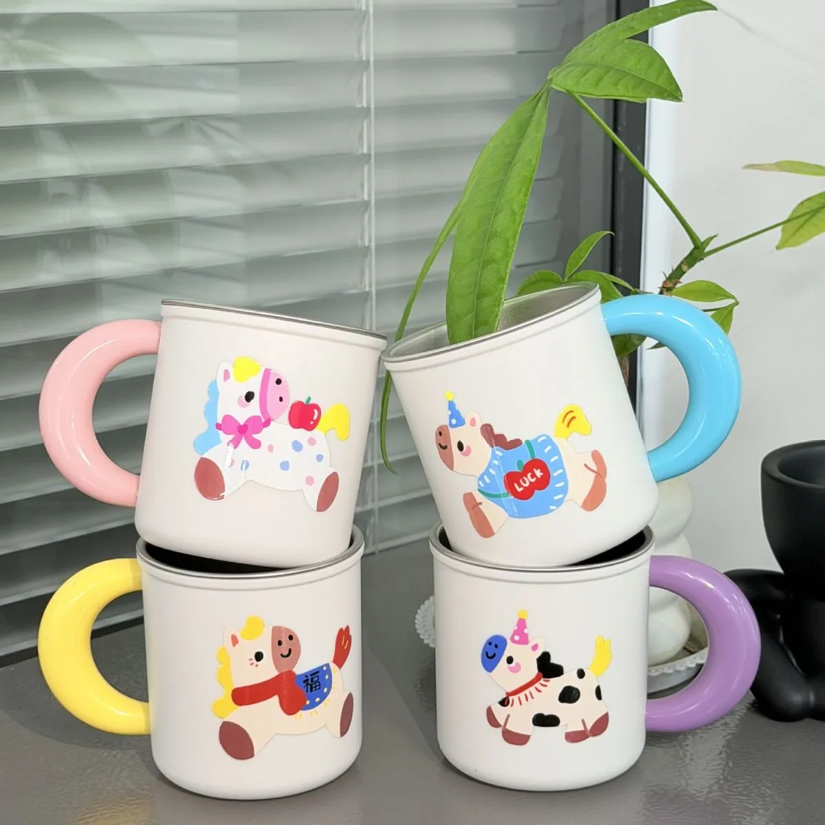 316 Stainless Steel Kids Toothbrush Cup – Anti-Mold Hygienic Brushing Cup with Easy-Grip Handle, Cute Cartoon Design & Durable Drop-Proof Cup for Children